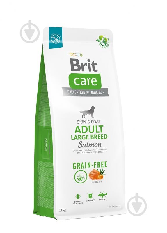 Корм сухий беззерновий для великих порід Brit Care Grain-free Adult Large Breed з лососем 12 кг - фото 1