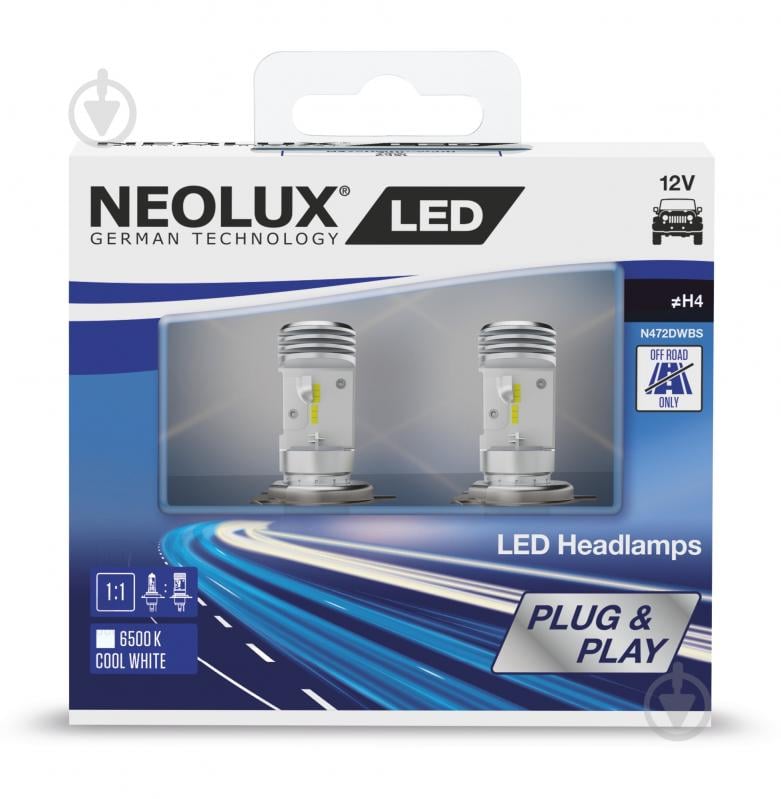 Автолампа світлодіодна Neolux LED Headlamps H4 10 Вт 2 шт.(NEN472DWBS2SCB) - фото 2