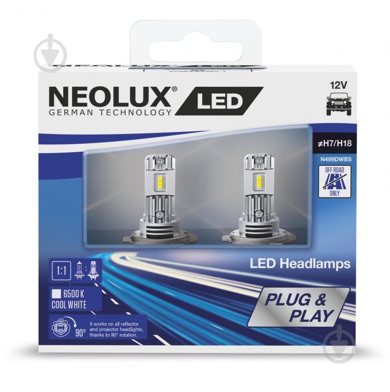 Автолампа світлодіодна Neolux LED Headlamps H7/H18 12 Вт 2 шт.(NEN499DWBS2SCB) - фото 2