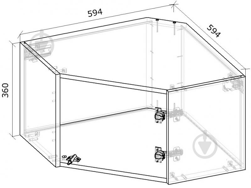 Шкаф верхний Грейд Оптимум угловой 594x360x594 мм крафт серый - фото 2