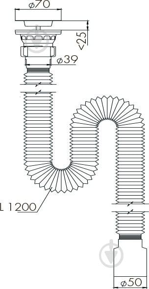 Сифон для умывальника Water House сетка, гибкая труба 40 * 50 GS-01 - фото 3