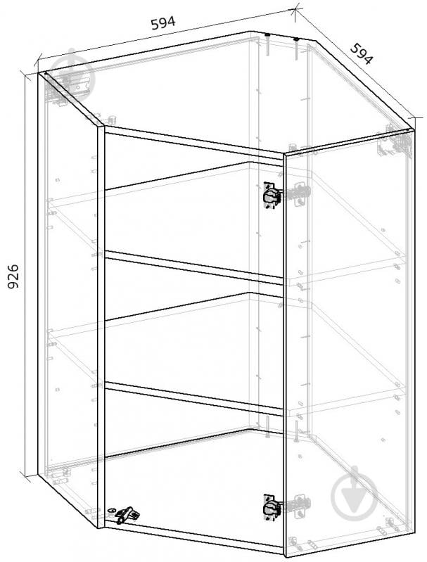 Шкаф верхний Грейд Оптимум угловой 594x926x594 мм крафт серый - фото 2