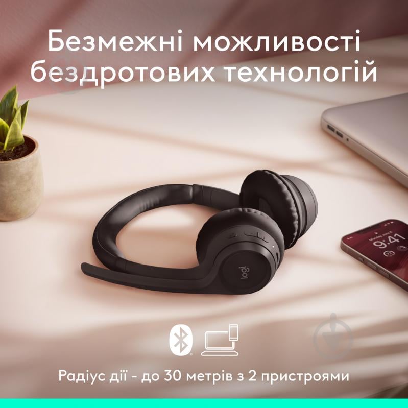 Гарнитура Logitech Zone 300 Wireless Headset midnight black (981-001407) - фото 10