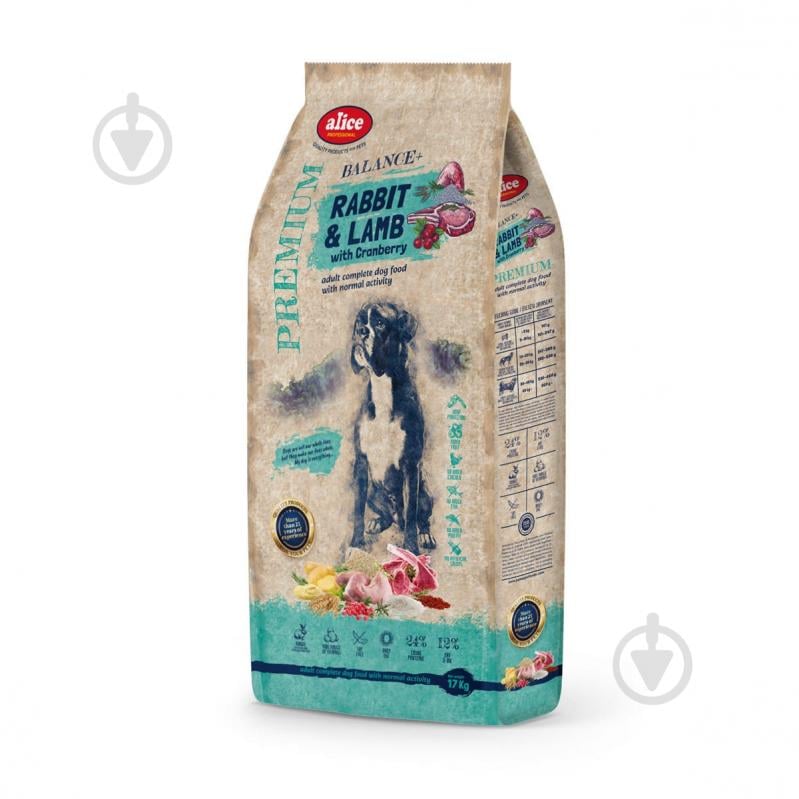 Корм сухий ALICE Professional кролик та ягня з журавлиною 17 кг - фото 1 Корм сухий ALICE Professional кролик та ягня з журавлиною 17 кг - фото 1