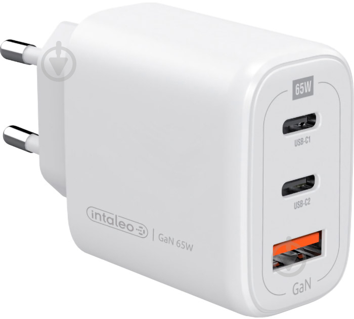 Зарядний пристрій Intaleo TCG65GAN 65W GAN 2USB-C PD+USB-A QC 3.0 (1283126559525) - фото 1