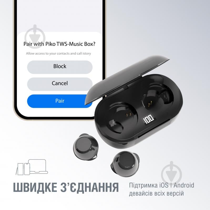 Навушники Piko TWS-MusicBox black (1283126583414) - фото 4