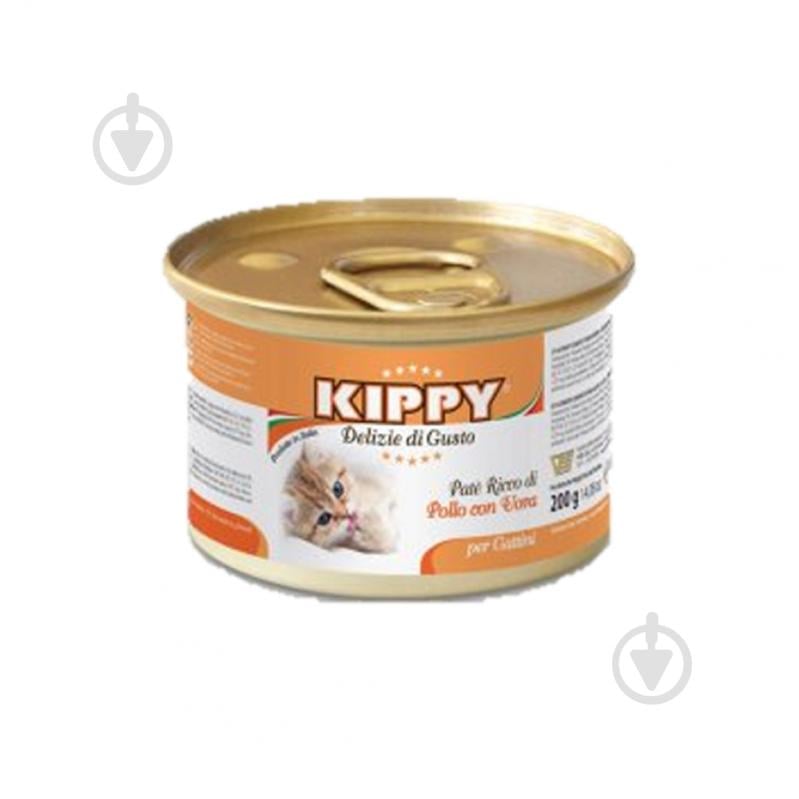 Корм вологий для кошенят KIPPY з куркою та яйцем, паштет, ж/б 200 г - фото 1