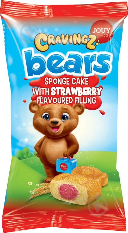 Бисквит JOUY-CO Cravingz Bear Strawberry 40 г - фото 1