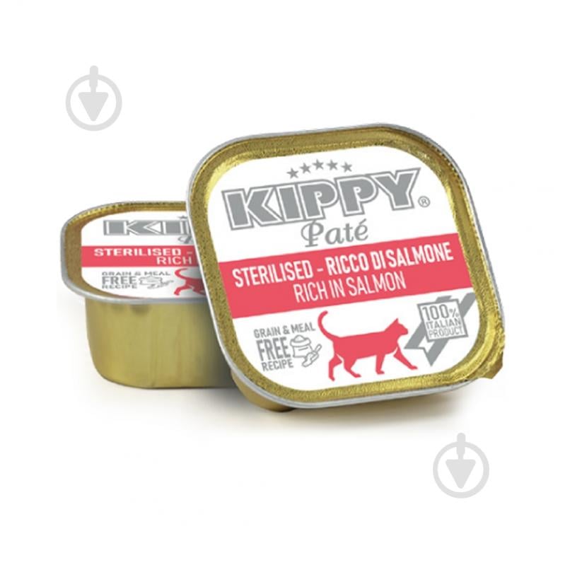 Корм вологий для стерилізованих котів KIPPY З лососем, паштет, ж/б 90 г - фото 1 Корм вологий для стерилізованих котів KIPPY З лососем, паштет, ж/б 90 г - фото 1