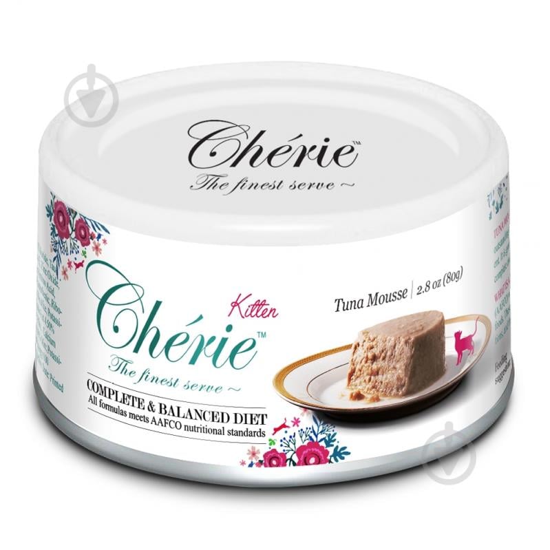 Корм вологий для котів Cherie Complete, мус з тунця для кошенят, ж/б 80 г - фото 1 Корм вологий для котів Cherie Complete, мус з тунця для кошенят, ж/б 80 г - фото 1