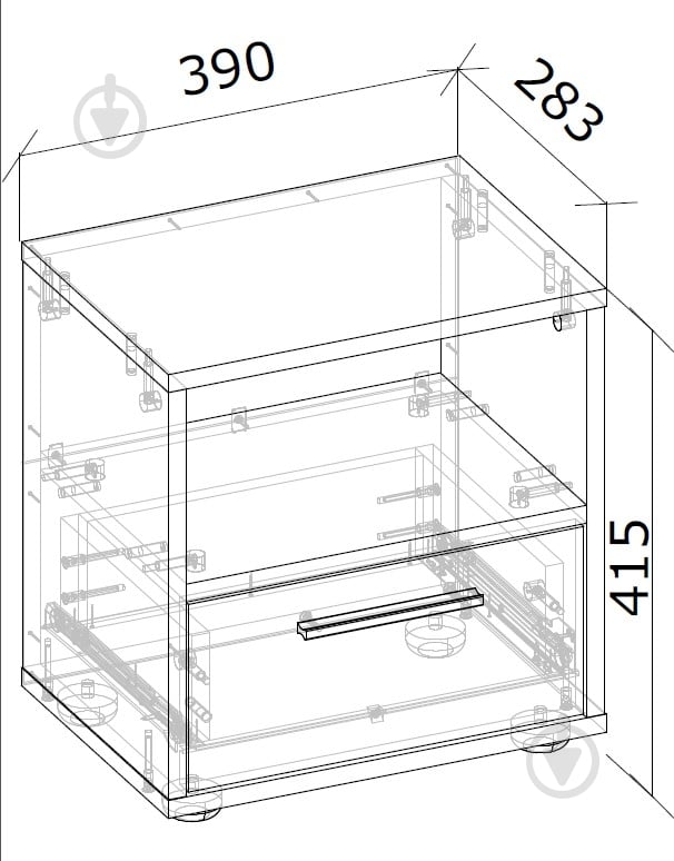 Тумба приліжкова Грейд Лайт 1я 390x415x283 мм дуб крафт золотий/графіт сірий - фото 3