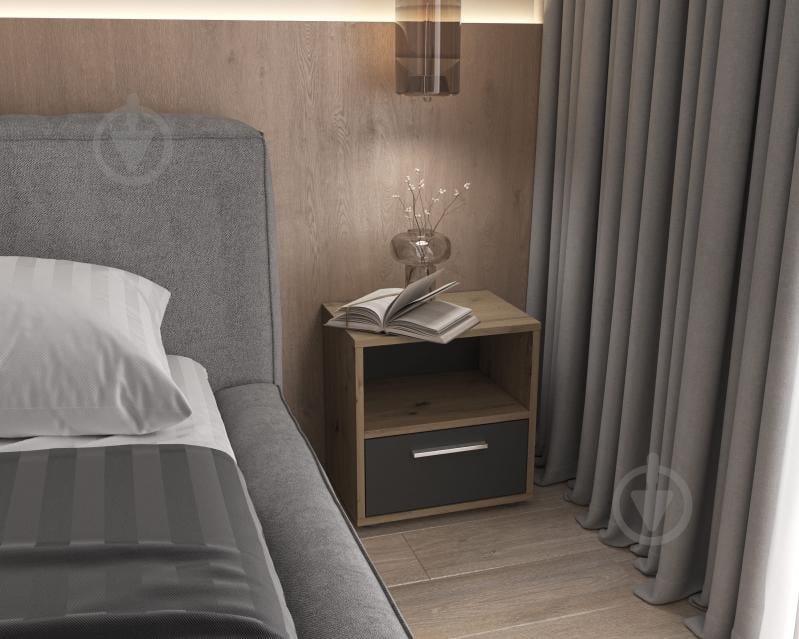 Тумба приліжкова Грейд Лайт 1я 390x415x283 мм дуб крафт золотий/графіт сірий - фото 2