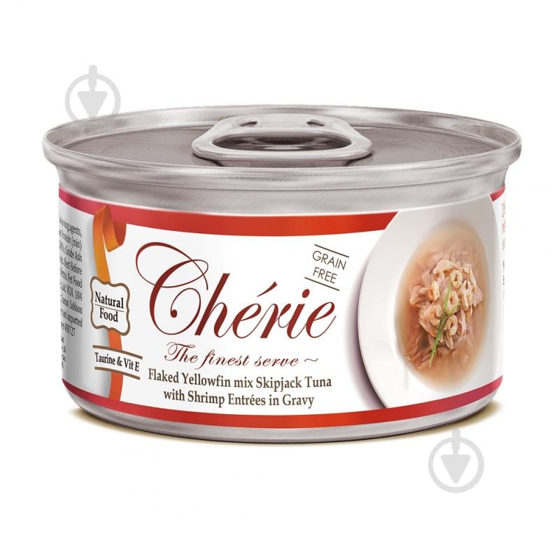Корм вологий для котів Cherie З ніжними шматочками жовтоперого тунця та креветок в соусі 80 г - фото 1
