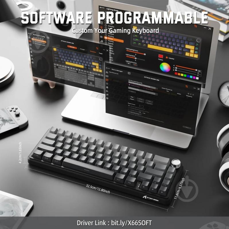 Клавиатура игровая attack shark (X66MN_AS) black - фото 9