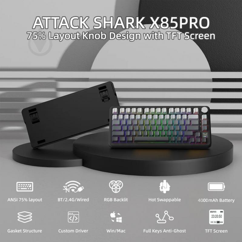 Клавиатура игровая attack shark (X85PROMN_AS) black - фото 2