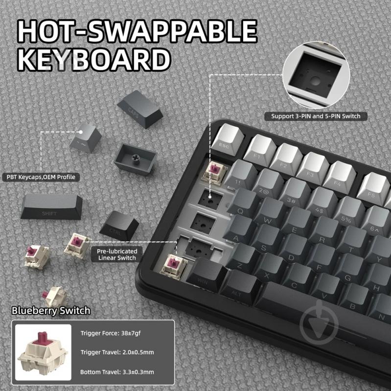 Клавиатура игровая attack shark (X85PROMN_AS) black - фото 6