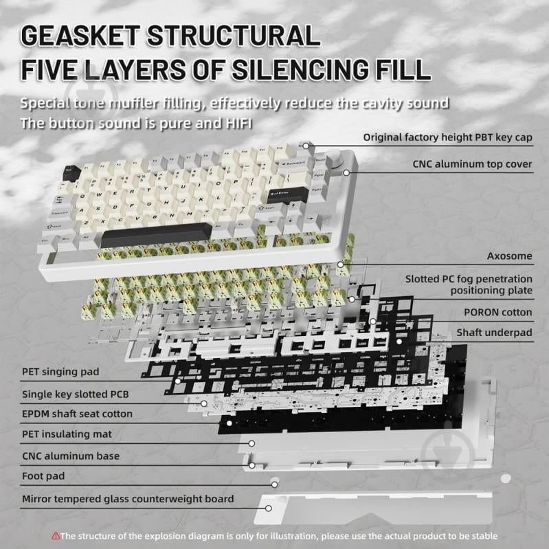 Клавиатура игровая attack shark (X86SW_AS) white - фото 4