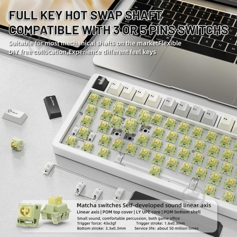 Клавиатура игровая attack shark (X86SW_AS) white - фото 8