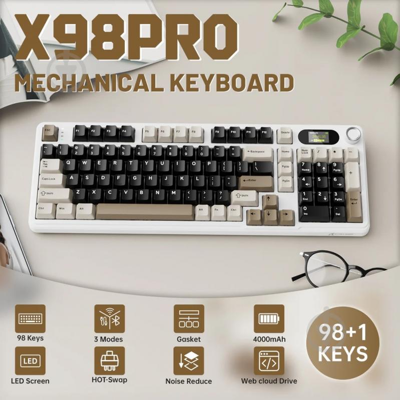 Клавиатура игровая attack shark (X98PROCW_AS) white - фото 3
