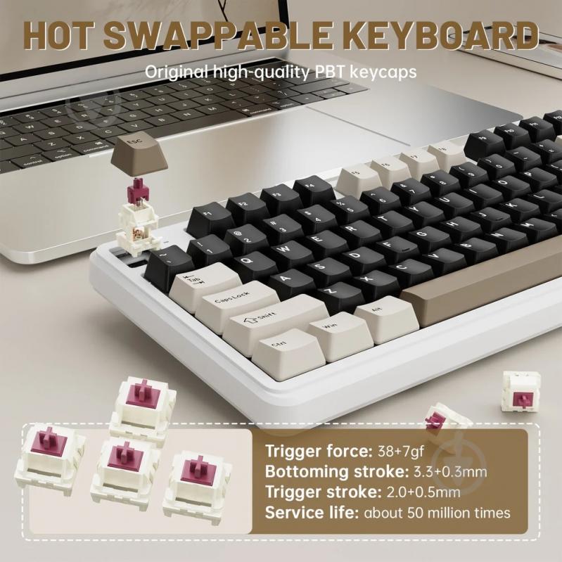 Клавиатура игровая attack shark (X98PROCW_AS) white - фото 6