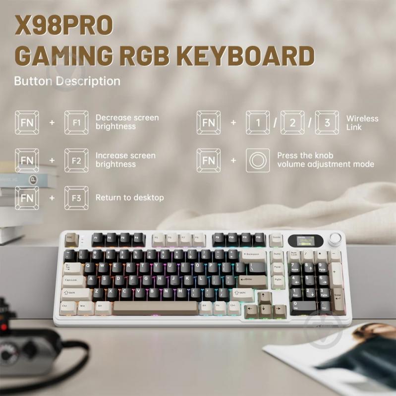 Клавиатура игровая attack shark (X98PROCW_AS) white - фото 8