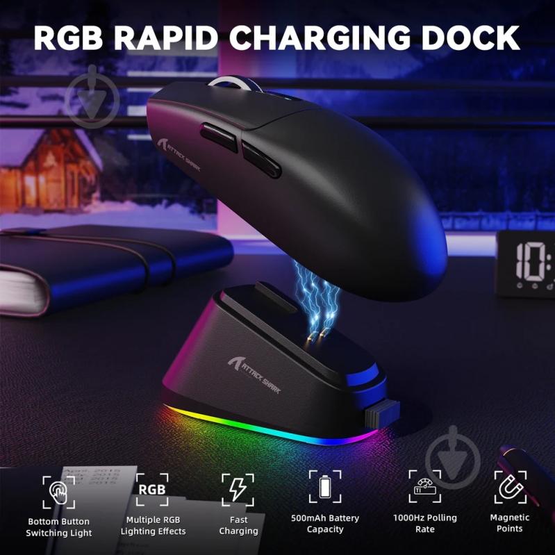 Мышь attack shark G3 PRO Wireless/Bluetooth black (G3PROB_AS) - фото 4