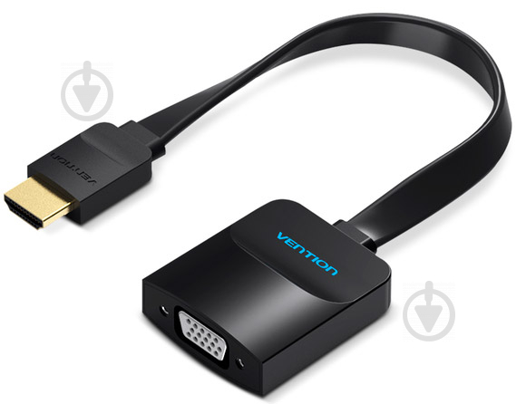 Адаптер Vention Flat HDMI-VGA зі звуком і живленням 0,2 м чорний (ACKBB) - фото 1