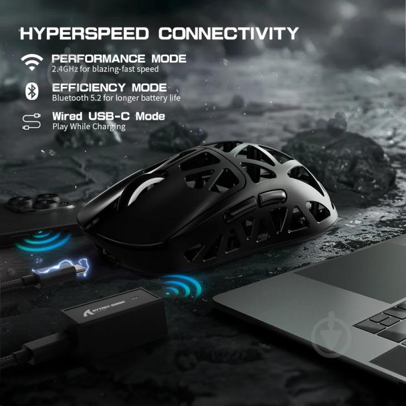 Мышь attack shark R2 Wireless/Bluetooth black (R2B_AS) - фото 13