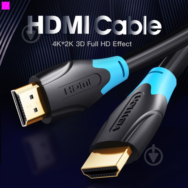 Кабель Vention HDMI-HDMI v2.0 1 м чорний (AACBF) - фото 2