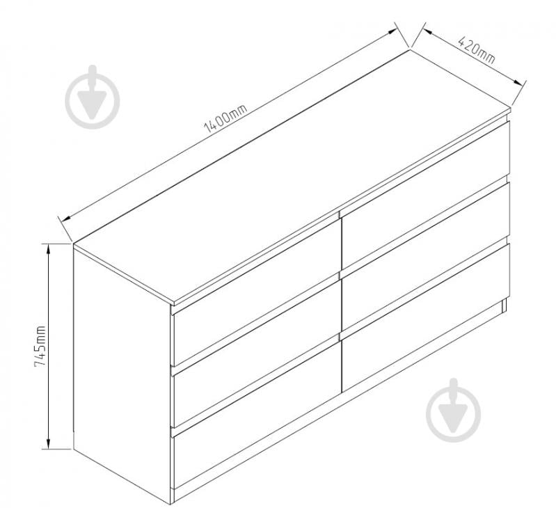 Комод Світ Меблів Фріда 3Ш+3Ш 1400x745x420 мм тоффі - фото 2 Комод Світ Меблів Фріда 3Ш+3Ш 1400x745x420 мм тоффі - фото 2