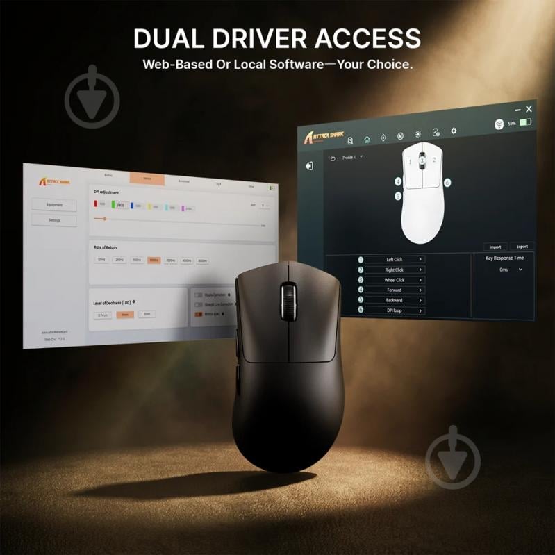 Мышь attack shark V8 Ultra-Light Wireless/Bluetooth black (V8B_AS) - фото 10 Мышь attack shark V8 Ultra-Light Wireless/Bluetooth black (V8B_AS) - фото 10