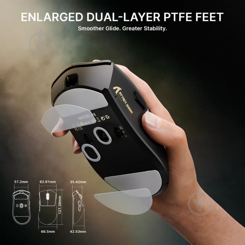 Мышь attack shark V8 Ultra-Light Wireless/Bluetooth black (V8B_AS) - фото 9 Мышь attack shark V8 Ultra-Light Wireless/Bluetooth black (V8B_AS) - фото 9