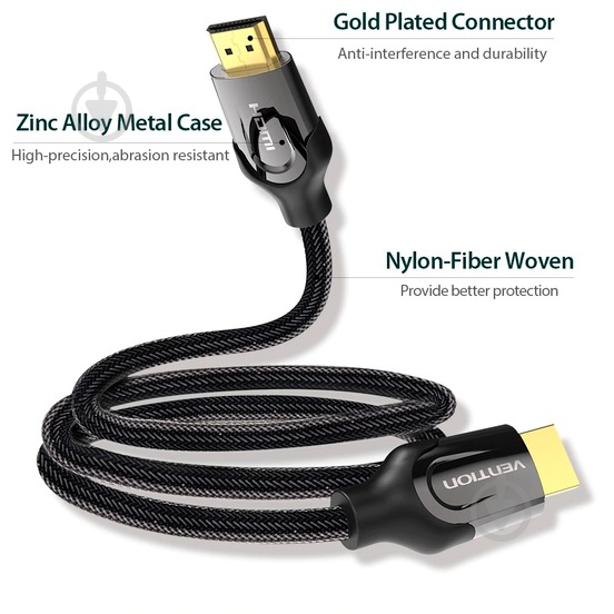 Кабель Vention HDMI-HDMI v2.0 2 м черный (VAA-B05-B200) - фото 3
