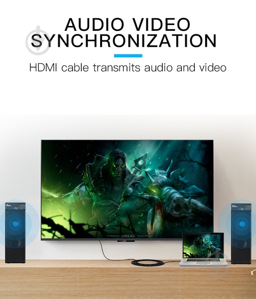 Кабель Vention HDMI-HDMI v2.0 2 м черный (VAA-M02-B200) - фото 5