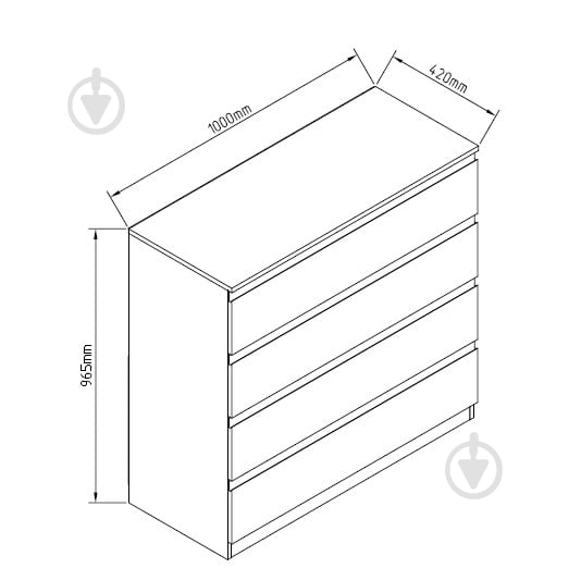 Комод Світ Меблів Фрида 4Ш 1000x965x420 мм дуб сонома - фото 2