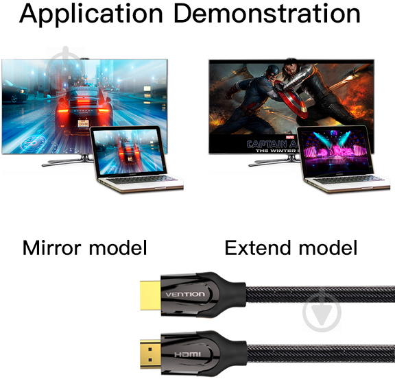 Кабель Vention HDMI-HDMI v2.0 3 м черный (VAA-B05-B300) - фото 4