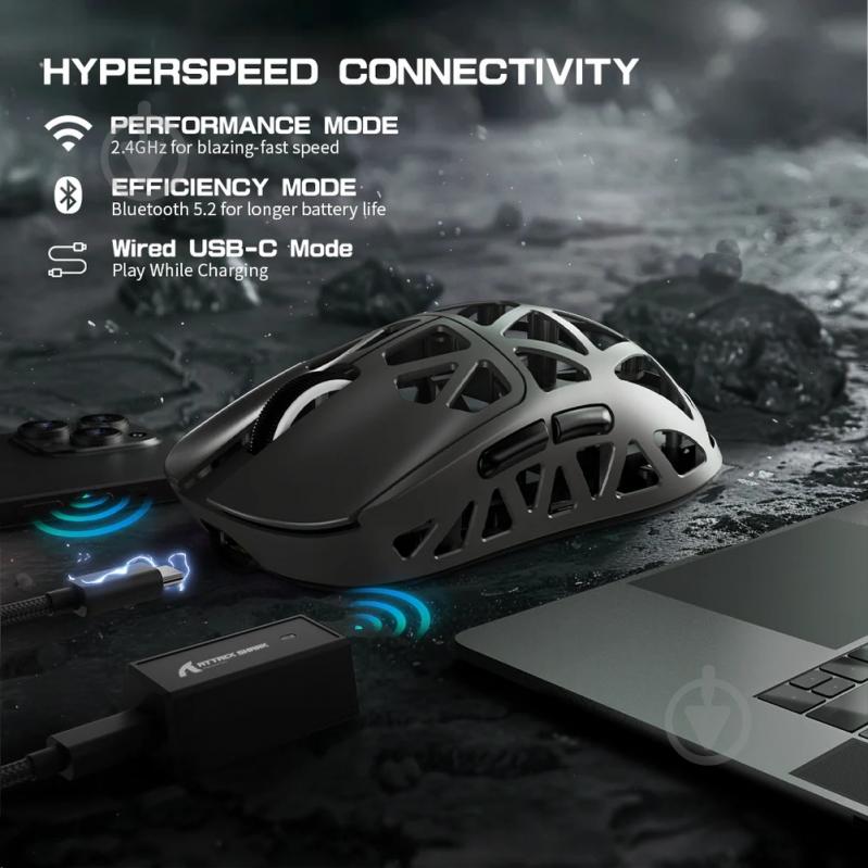 Мышь attack shark R2 Wireless/Bluetooth grey (R2SGR_AS) - фото 11