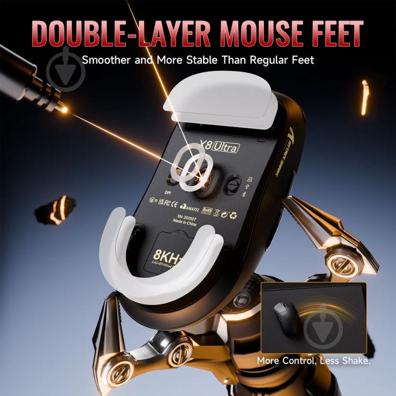 Мышь attack shark X8 ULTRA Wireless/Bluetooth black (X8ULTRAB_AS) - фото 8