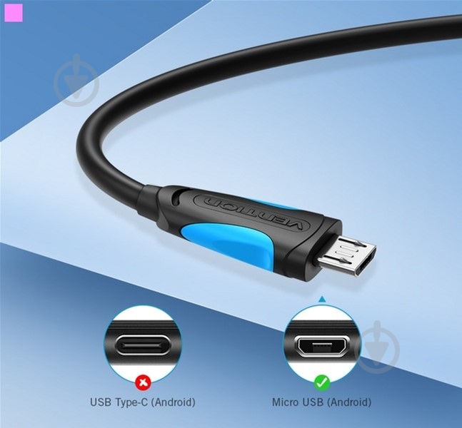 Кабель Vention USB-A 2.0 - microUSB B 1 м черный (VAS-A04-B100-N) - фото 8 Кабель Vention USB-A 2.0 - microUSB B 1 м черный (VAS-A04-B100-N) - фото 8