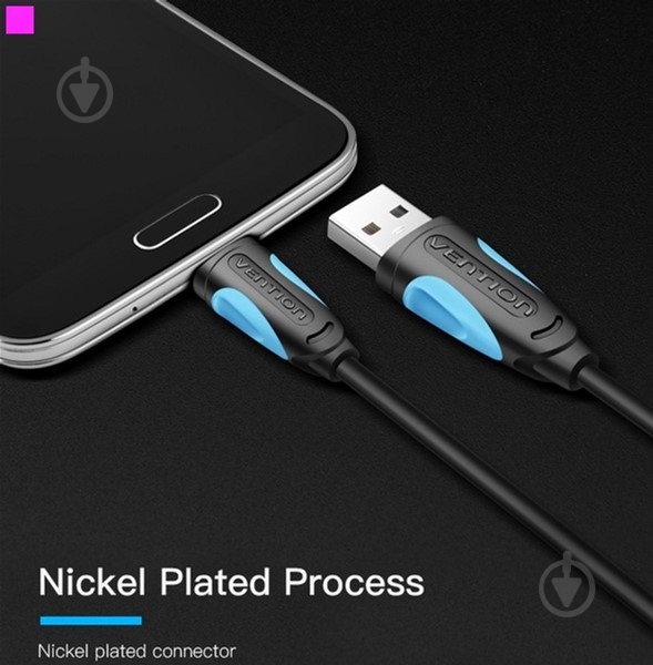 Кабель Vention USB-A 2.0 - microUSB B 1 м черный (VAS-A04-B100-N) - фото 5 Кабель Vention USB-A 2.0 - microUSB B 1 м черный (VAS-A04-B100-N) - фото 5