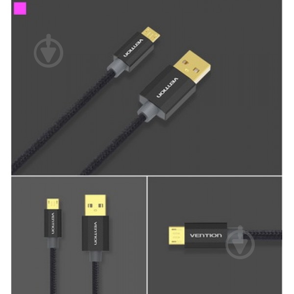 Кабель Vention USB-A 2.0 - microUSB B 1 м черный (CADBG) - фото 3