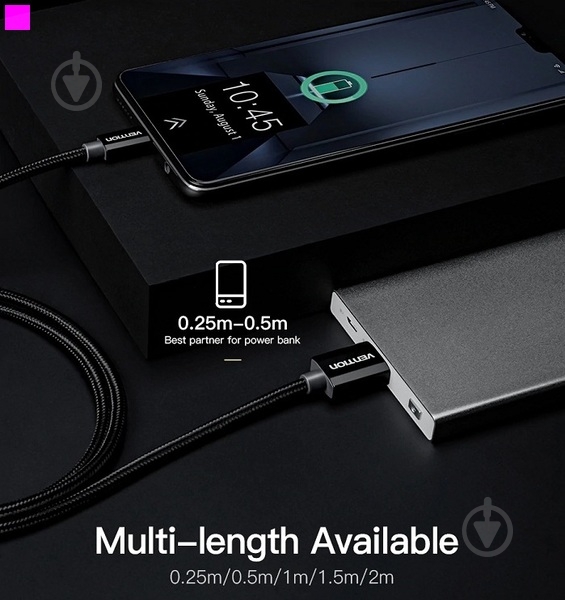 Кабель Vention USB-A 2.0 - microUSB B 1 м черный (CADBG) - фото 8