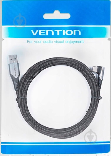 Кабель Vention USB Type-C - USB, прямой угол 1 м черный (COEHF) - фото 2