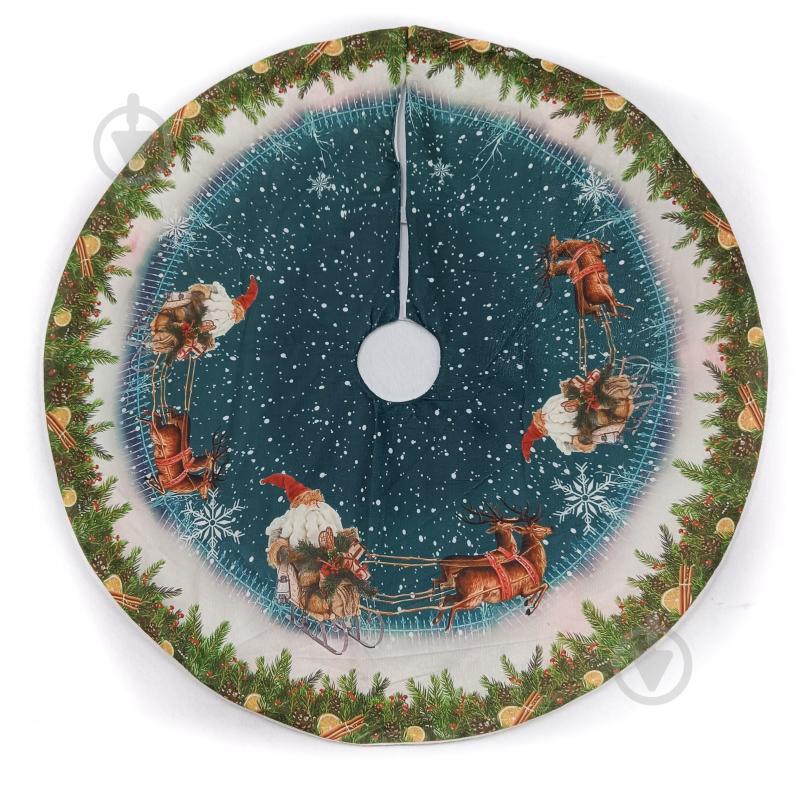 Підкладка під ялинку Санта з оленями W08-18Y010A - фото 1 Підкладка під ялинку Санта з оленями W08-18Y010A - фото 1