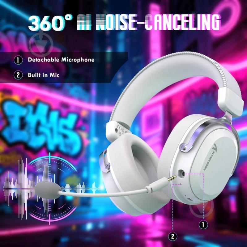 Гарнитура игровая attack shark L30PRO Wireless white (L30PROW_AS) - фото 6