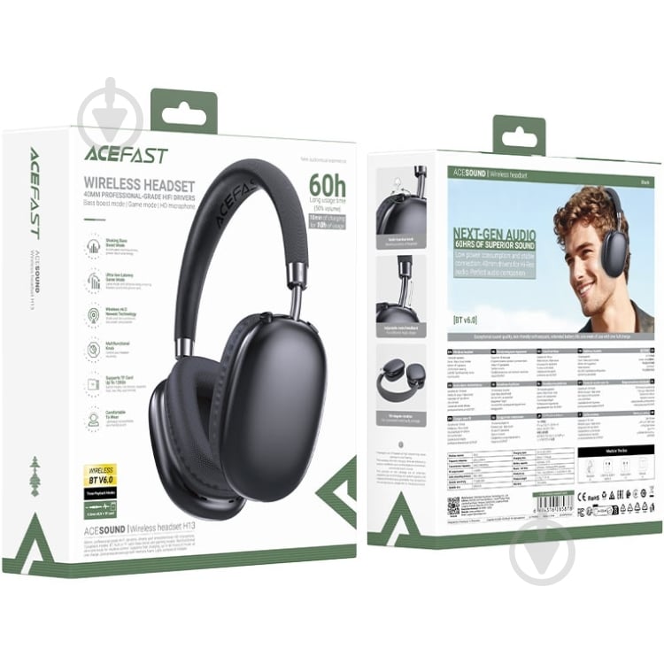 Bluetooth-гарнитура Acefast H13 black (6974316285878) - фото 5