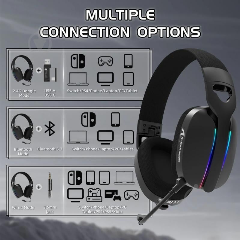 Гарнитура игровая attack shark L90 Wireless black (L90B_AS) - фото 10