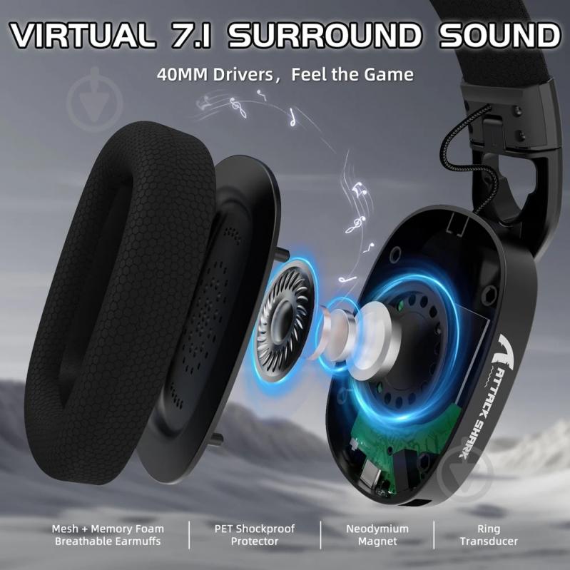 Гарнитура игровая attack shark L90 Wireless black (L90B_AS) - фото 4