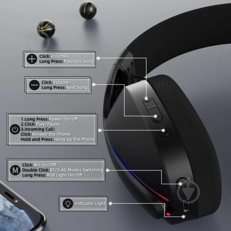 Гарнитура игровая attack shark L90 Wireless black (L90B_AS) - фото 9