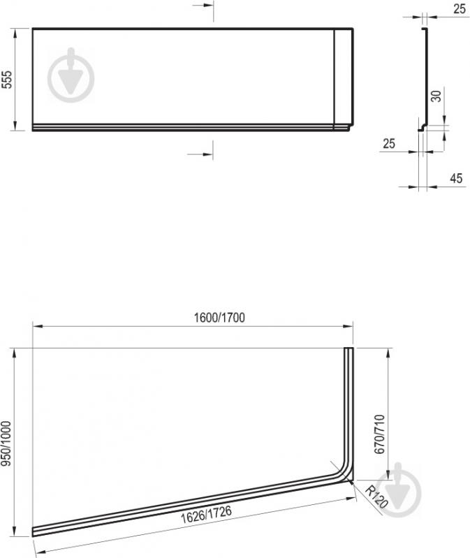 Панель для ванни фронтальна Ravak 10° 10х160 L - фото 2